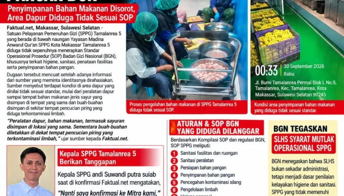 Keras! Dugaan Pelanggaran SOP SPPG Tamalanrea 5, BGN Jangan Tutup Mata