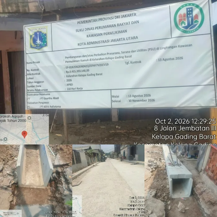 Papan proyek dan hasil kerja dilokasi