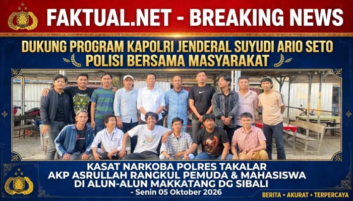 Implementasikan Program Kapolri Jenderal Suyudi Ario Seto, Kasat Narkoba Takalar AKP Asrullah Turun Langsung Rangkul Pemuda di Alun-Alun Makkatang