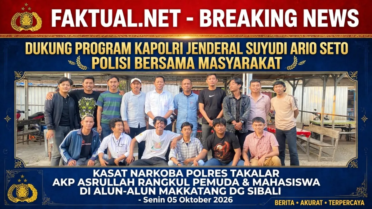 Implementasikan Program Kapolri Jenderal Suyudi Ario Seto, Kasat Narkoba Takalar AKP Asrullah Turun Langsung Rangkul Pemuda di Alun-Alun Makkatang