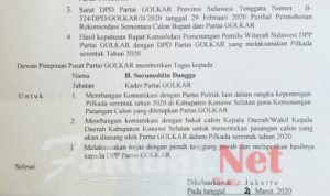 Kantongi Surat Tugas DPP Partai Golkar, Surunuddin Dangga Harapkan Kader Golkar Bersatu Menangkan Pilkada Konsel
