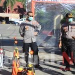 Ini Cara Polres Gowa Percepat Penyemprotan 5500 Liter Cairan Disinfektan Di Gowa
