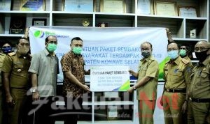 BPJS Ketenagakerjaan Cabang Kendari Salur Bantuan Sembako di Konsel Untuk Warga Terdampak Covid-19