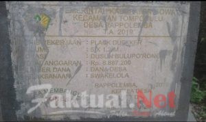 Plat DuiKker Di Dusun Bulupo’rong Desa Rappolemba Di Pertanyakan Aktivis LSM
