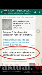 kasubag Humas Polres Gowa Dinilai Intervensi Kerja Jurnalis