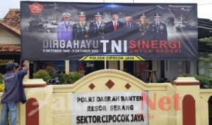 Perkuat Sinergitas TNI-polri, Polda Banten Ucapkan Dirgahayu TNI ke-75 Dengan Pasang Videotron, Spanduk, Baleho
