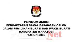 KPU Wakatobi Umumkan Pendaftaran Bakal Pasangan Calon Bupati & Wakil Bupati Wakatobi Tahun 2020